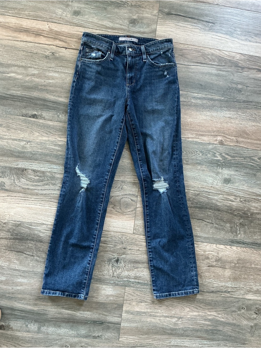 Joe's Jeans Straight Leg Dark Blue Distressed Jeans